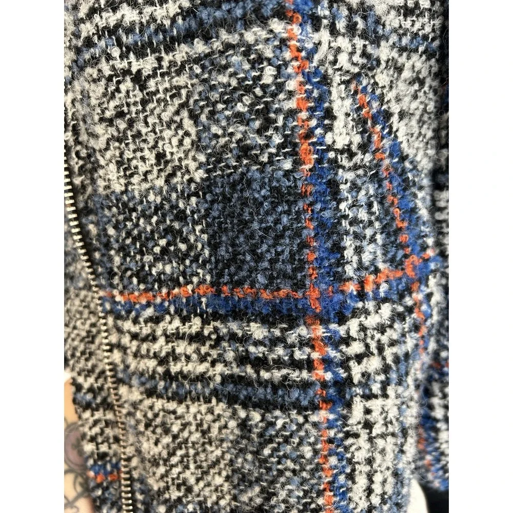 Avec les Filles Plaid Tweed Bomber Jacket M‎ Wool Grandpa Grunge Academia